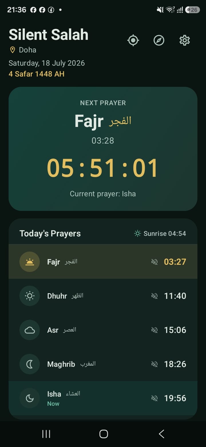 Prayer Silent Schedule Settings